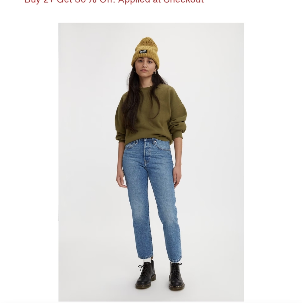 Levi's Premium 501s Original Cropped Worn in Medium Indigo